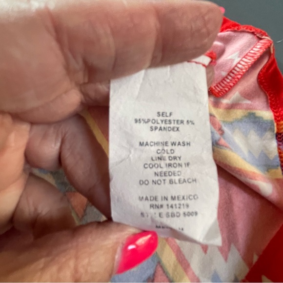 FREE PEOPLE LOVE SPELL Red Tribal Geometric Women’s Long Sleeve Medium Dress - Picture 10 of 15